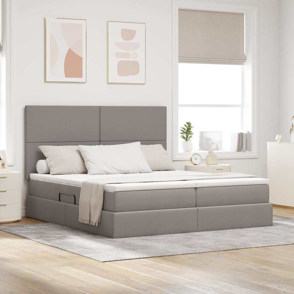 Krevet s od storage s uzglavljem Sivosmeđa 180 x 200 cm Tkanina
