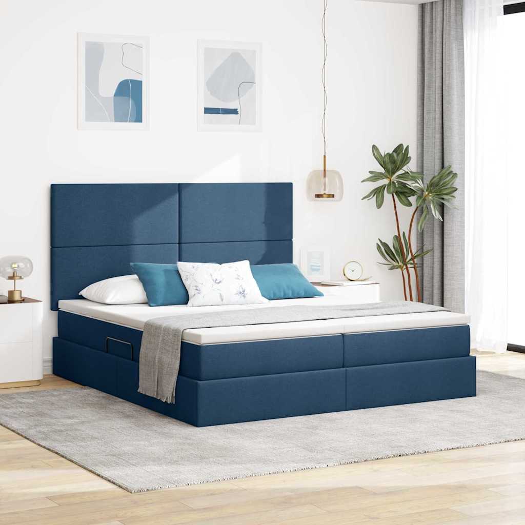 Krevet s od storage s uzglavljem Plava 180 x 200 cm Tkanina