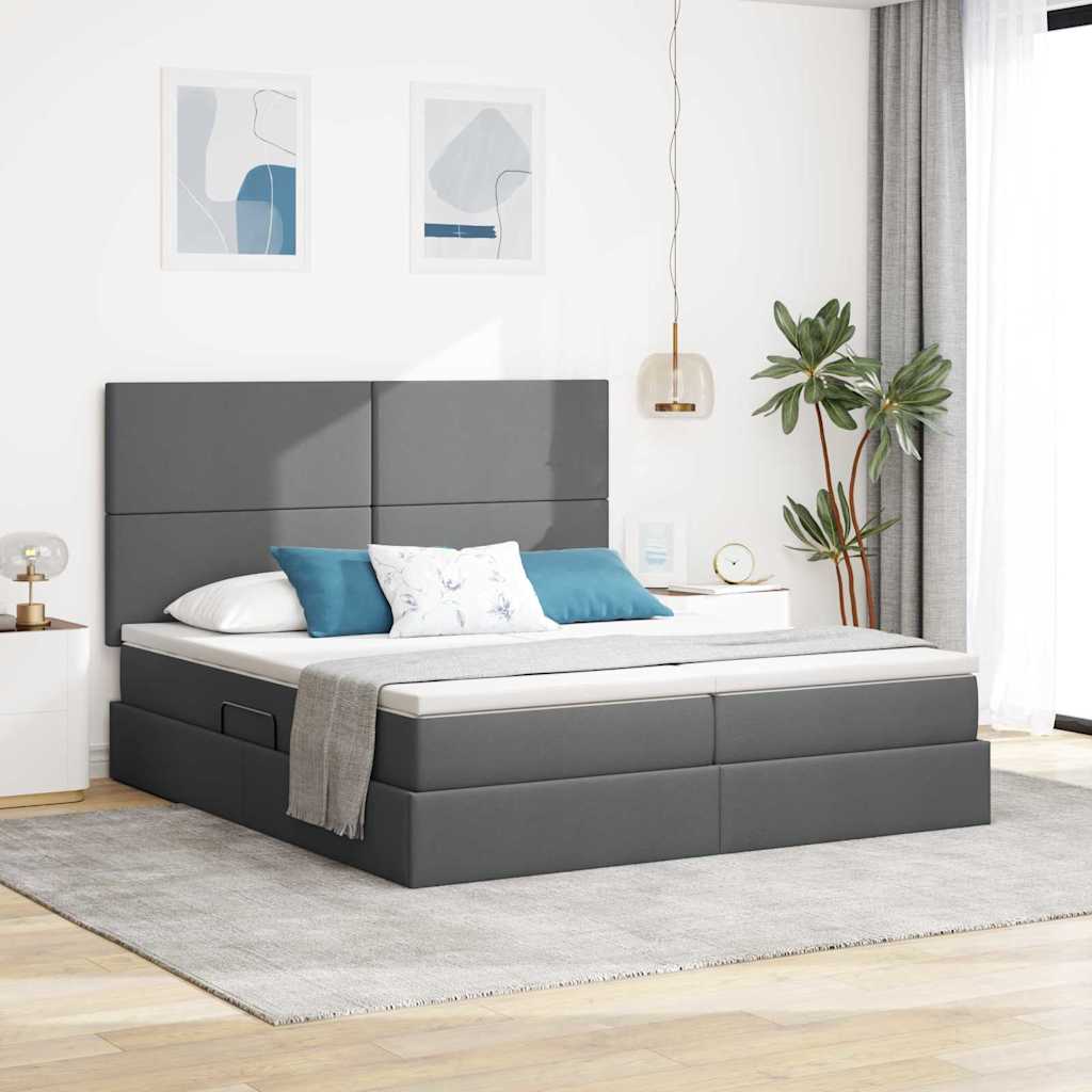 Krevet s od storage s uzglavljem Tamnosiva 200 x 200 cm Tkanina
