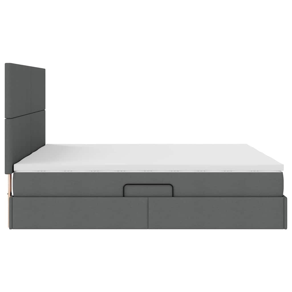 Krevet s od storage s uzglavljem Tamnosiva 200 x 200 cm Tkanina