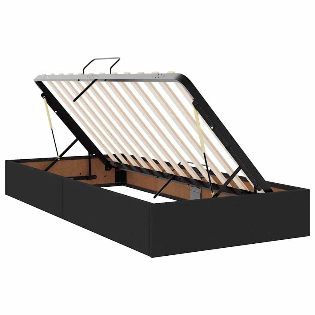 Krevet s od storage s uzglavljem Crna 200 x 200 cm Lažna koža