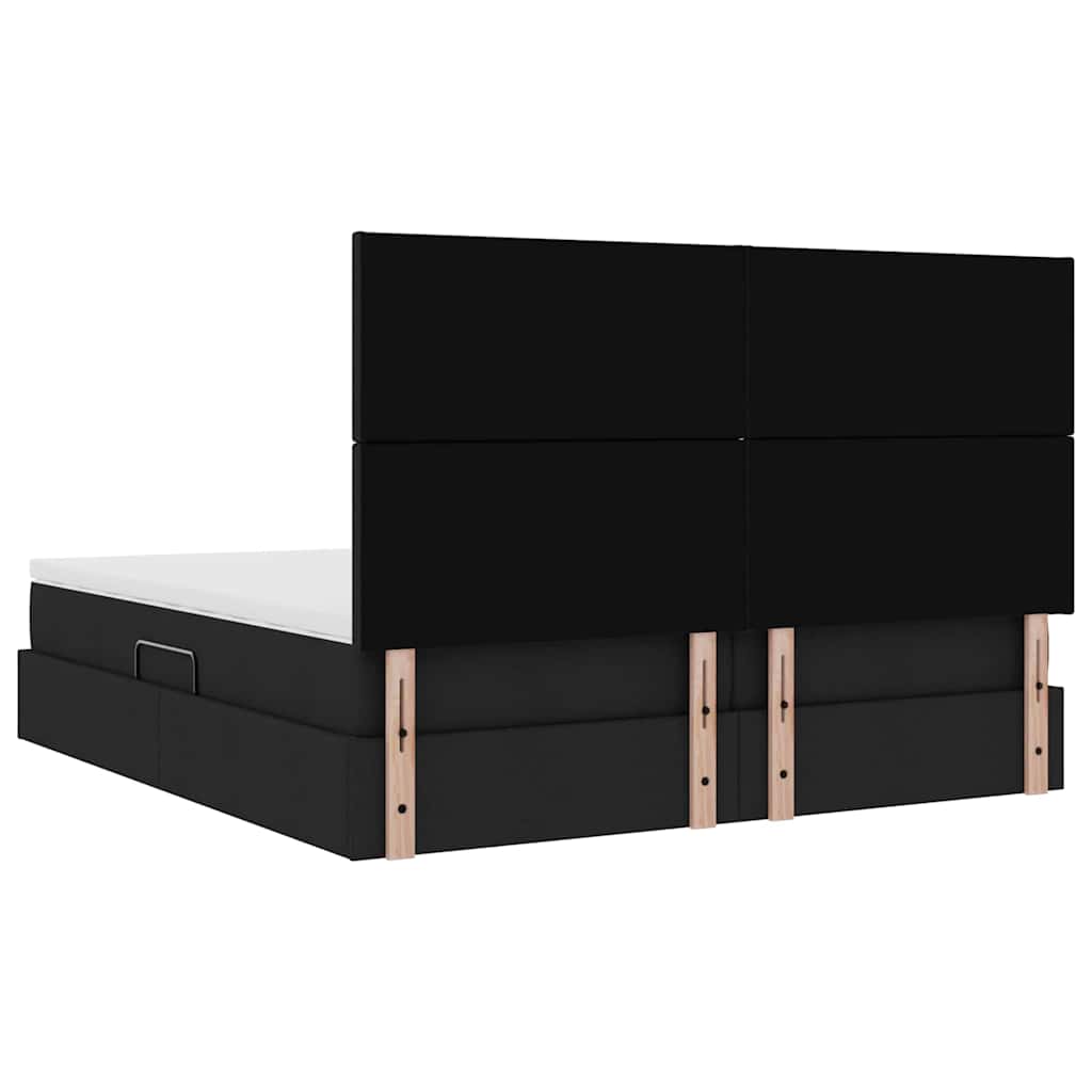 Krevet s od storage s uzglavljem Crna 200 x 200 cm Lažna koža