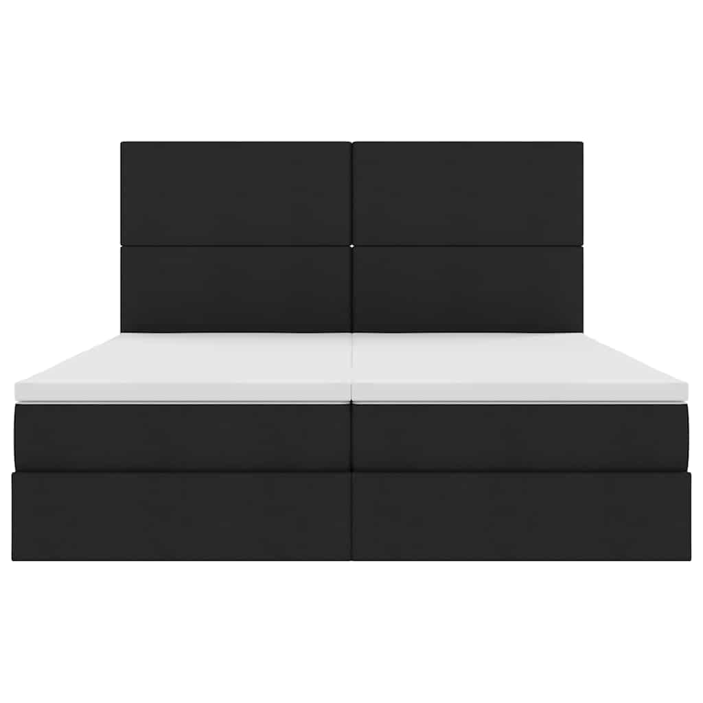 Krevet s od storage s uzglavljem Crna 200 x 200 cm Lažna koža