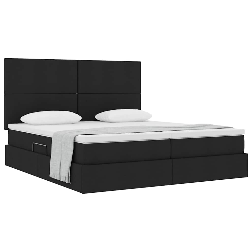 Krevet s od storage s uzglavljem Crna 200 x 200 cm Lažna koža