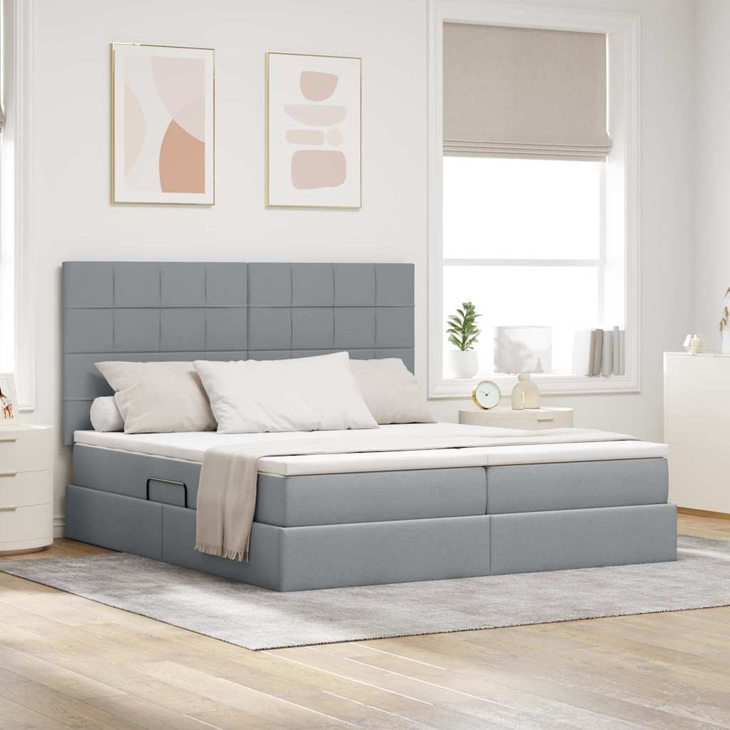 Krevet s od storage s pohranom Svjetlosiva 180 x 200 cm Tkanina