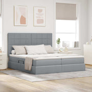 Krevet s od storage s pohranom Svjetlosiva 200 x 200 cm Tkanina