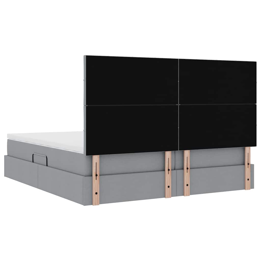 Krevet s od storage s pohranom Svjetlosiva 200 x 200 cm Tkanina