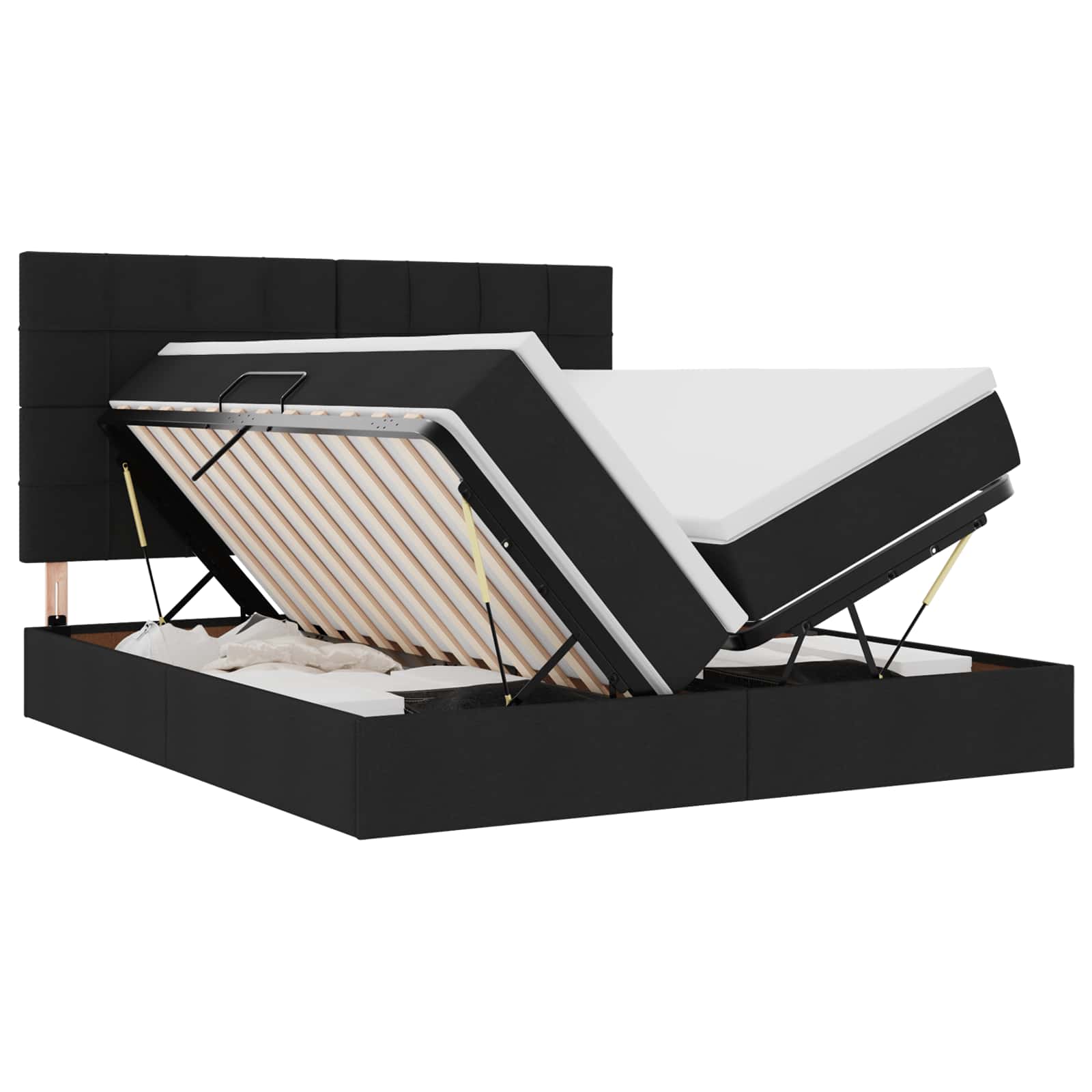 Krevet s od storage s uzglavljem Crna 200 x 200 cm Lažna koža