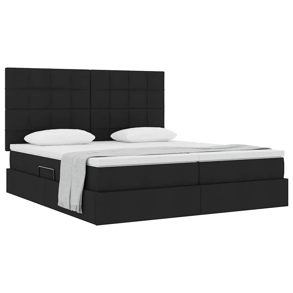 Krevet s od storage s uzglavljem Crna 200 x 200 cm Lažna koža
