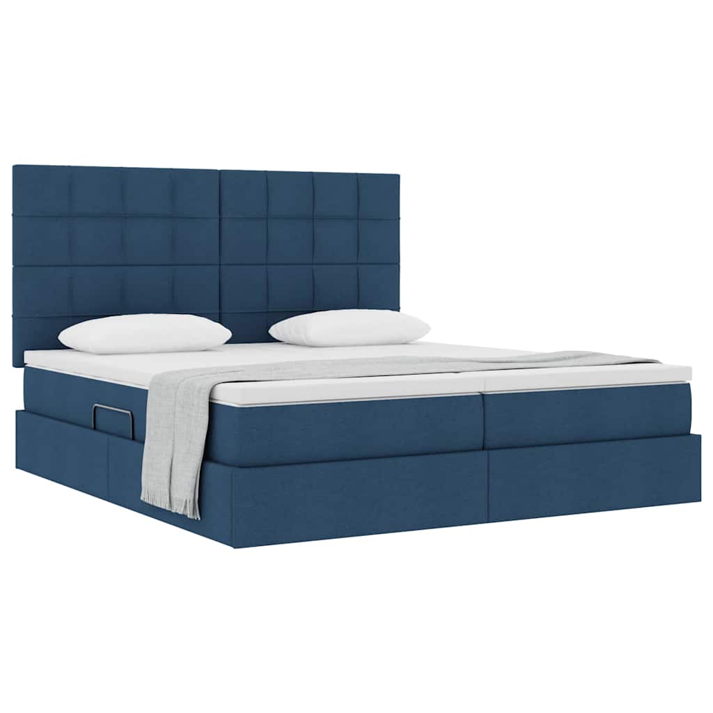 Krevet s od storage s uzglavljem Plava 200 x 200 cm Lažna koža