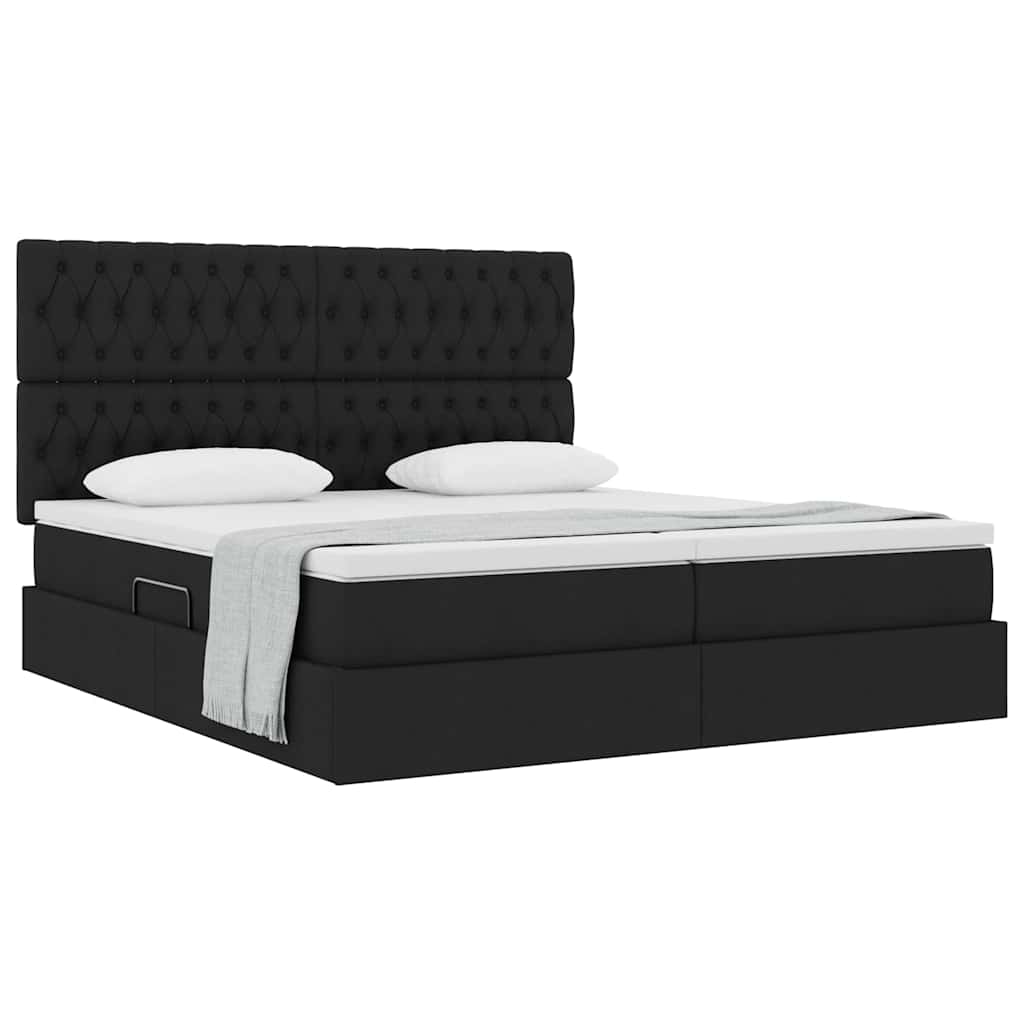 Krevet s od storage s uzglavljem Crna 180 x 200 cm Tkanina