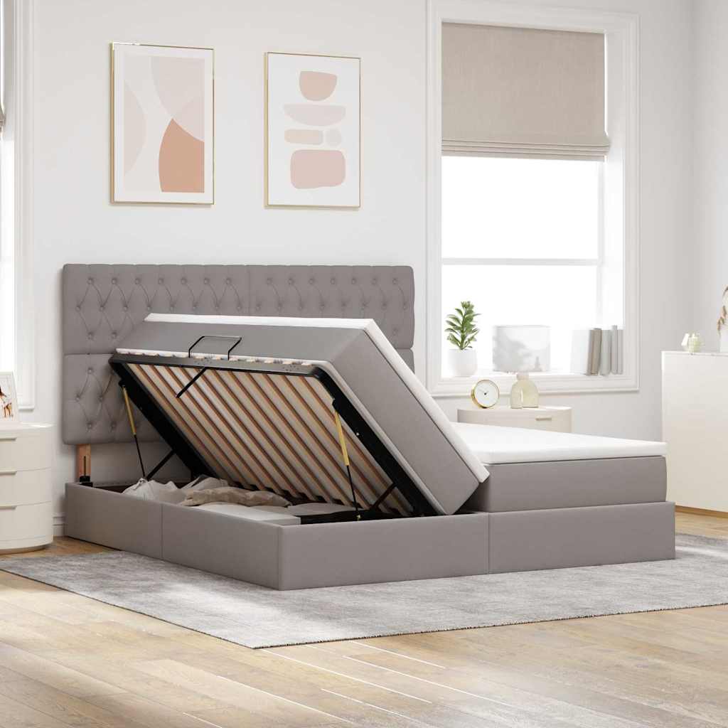 Krevet s od storage s uzglavljem Sivosmeđa 180 x 200 cm Tkanina