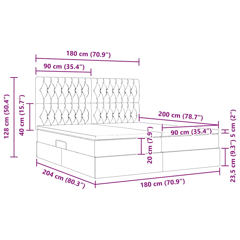 Krevet s od storage s uzglavljem Krema 180 x 200 cm Tkanina