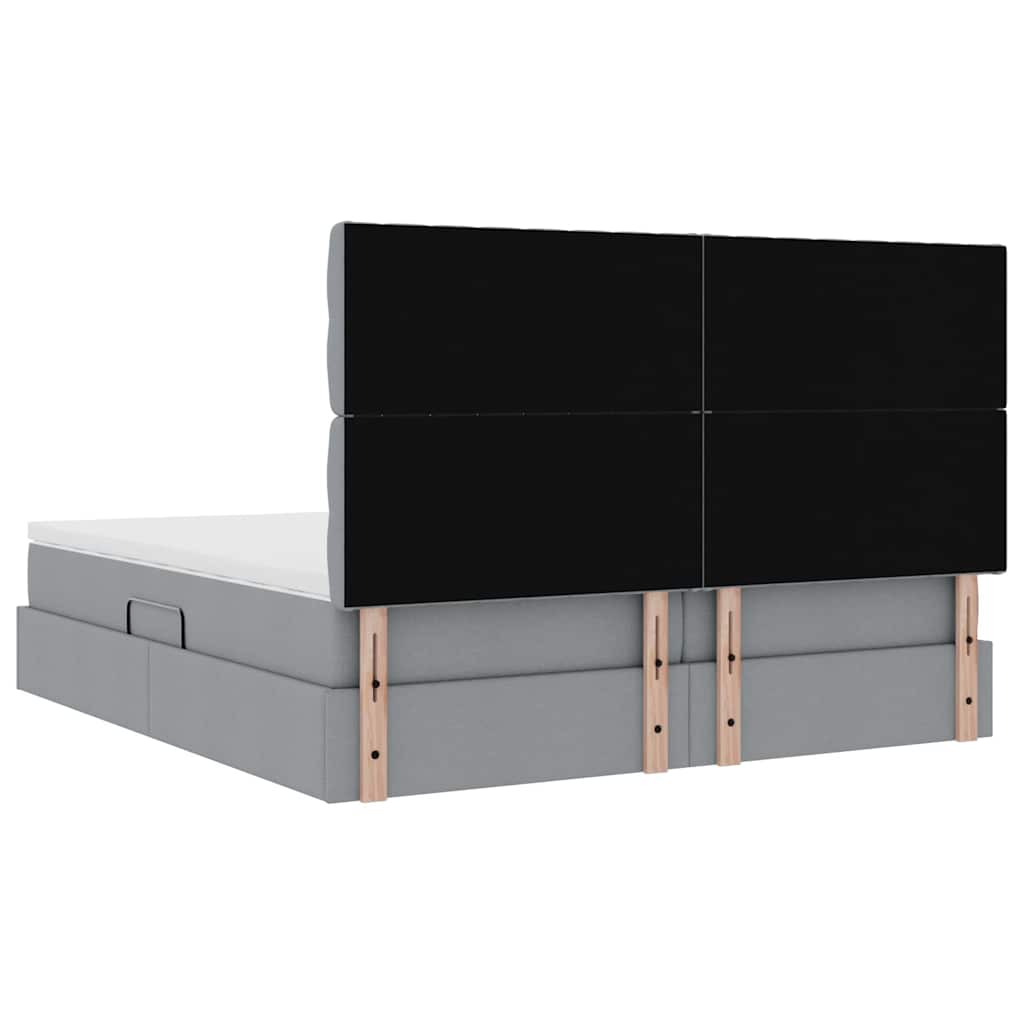 Krevet s od storage s pohranom Svjetlosiva 200 x 200 cm Tkanina