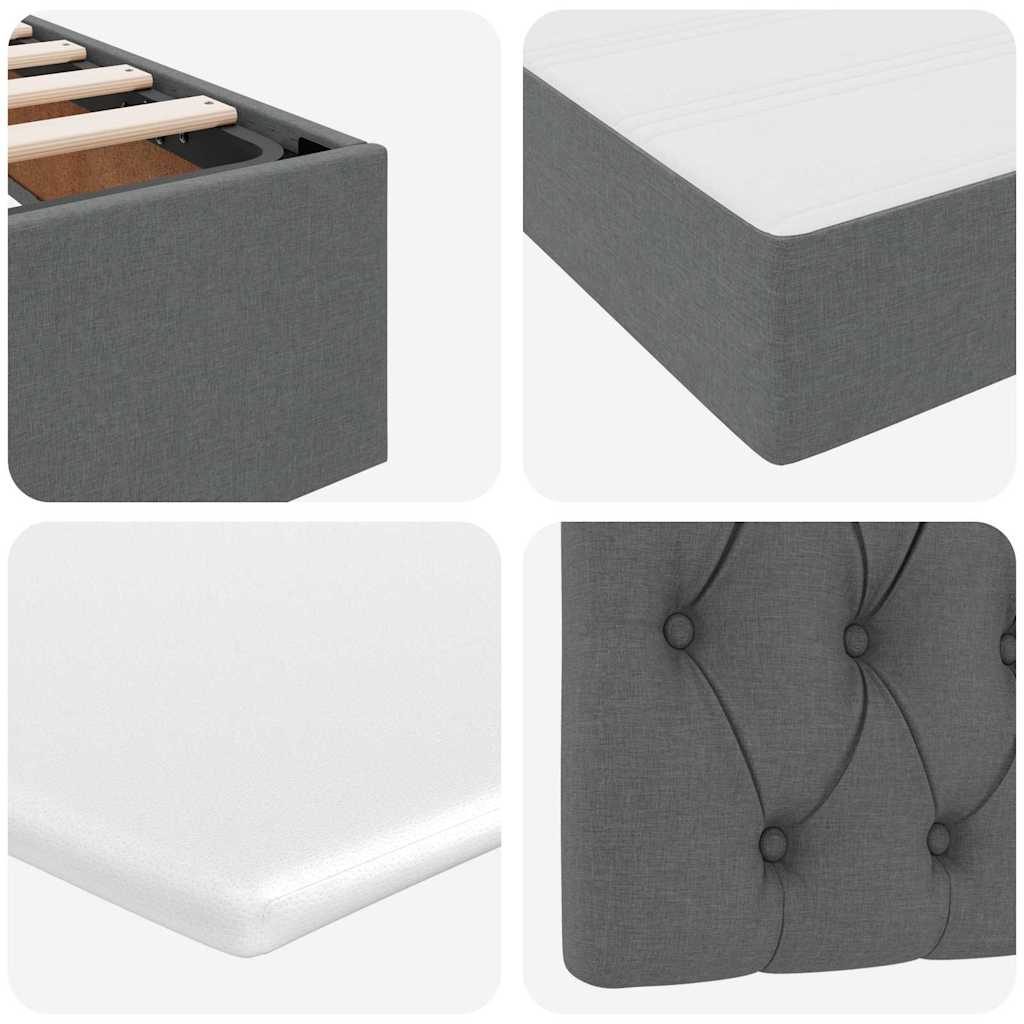 Krevet s od storage s uzglavljem Tamnosiva 200 x 200 cm Tkanina