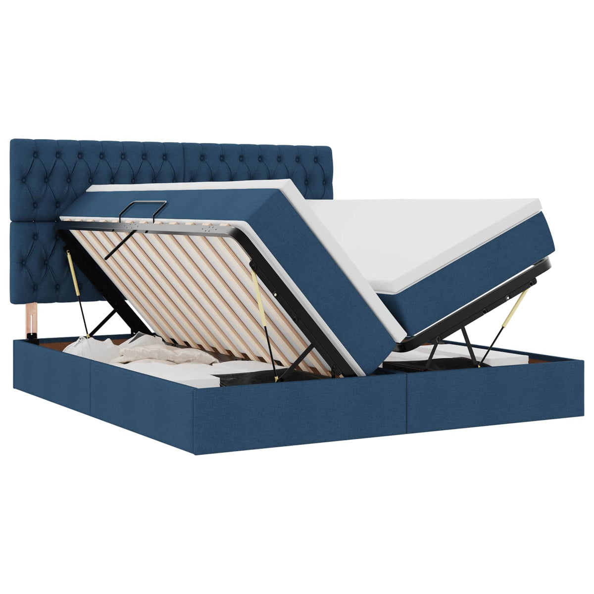 Krevet s od storage s uzglavljem Plava 200 x 200 cm Tkanina