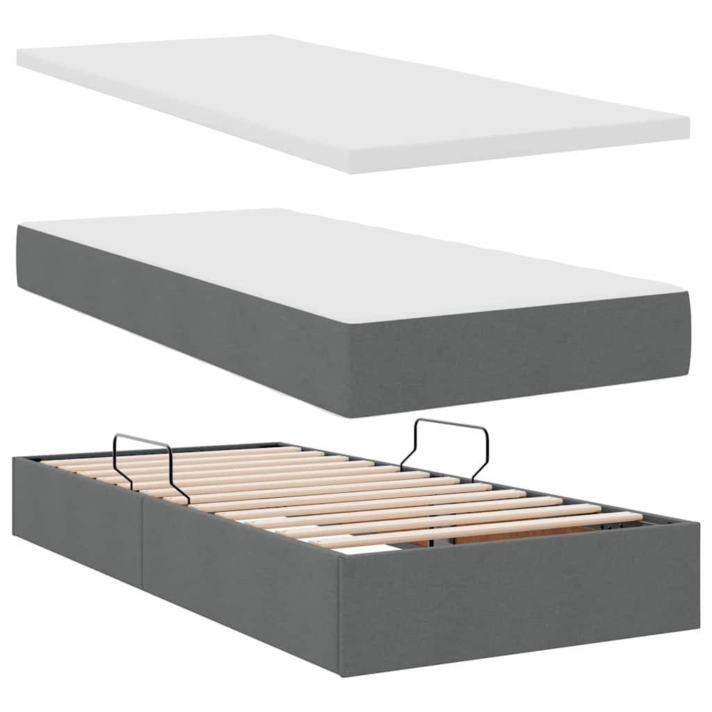 Krevet s od storage s uzglavljem Tamnosiva 180 x 200 cm Tkanina