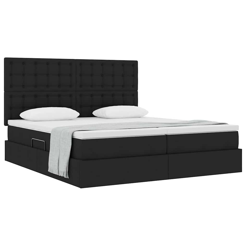 Krevet s od storage s uzglavljem Crna 180 x 200 cm Tkanina