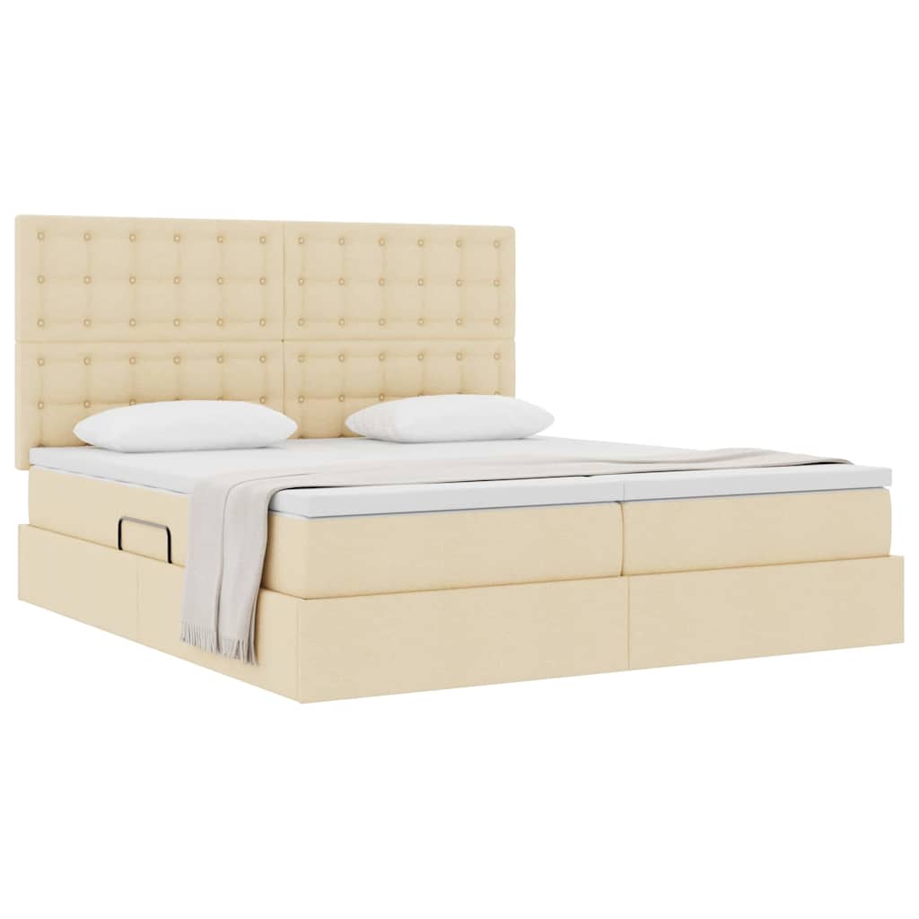 Krevet s od storage s uzglavljem Krema 180 x 200 cm Tkanina