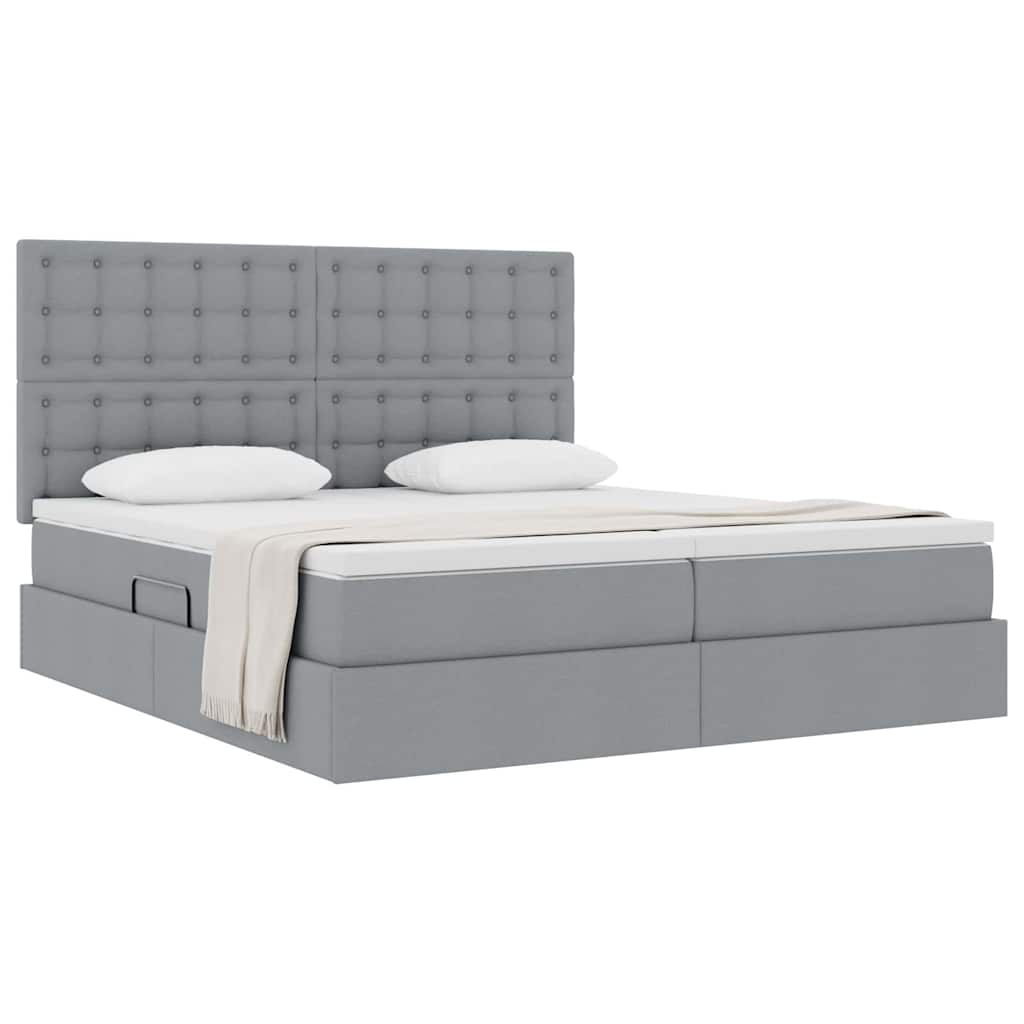 Krevet s od storage s pohranom Svjetlosiva 200 x 200 cm Tkanina