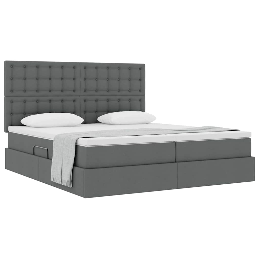 Krevet s od storage s uzglavljem Tamnosiva 200 x 200 cm Tkanina