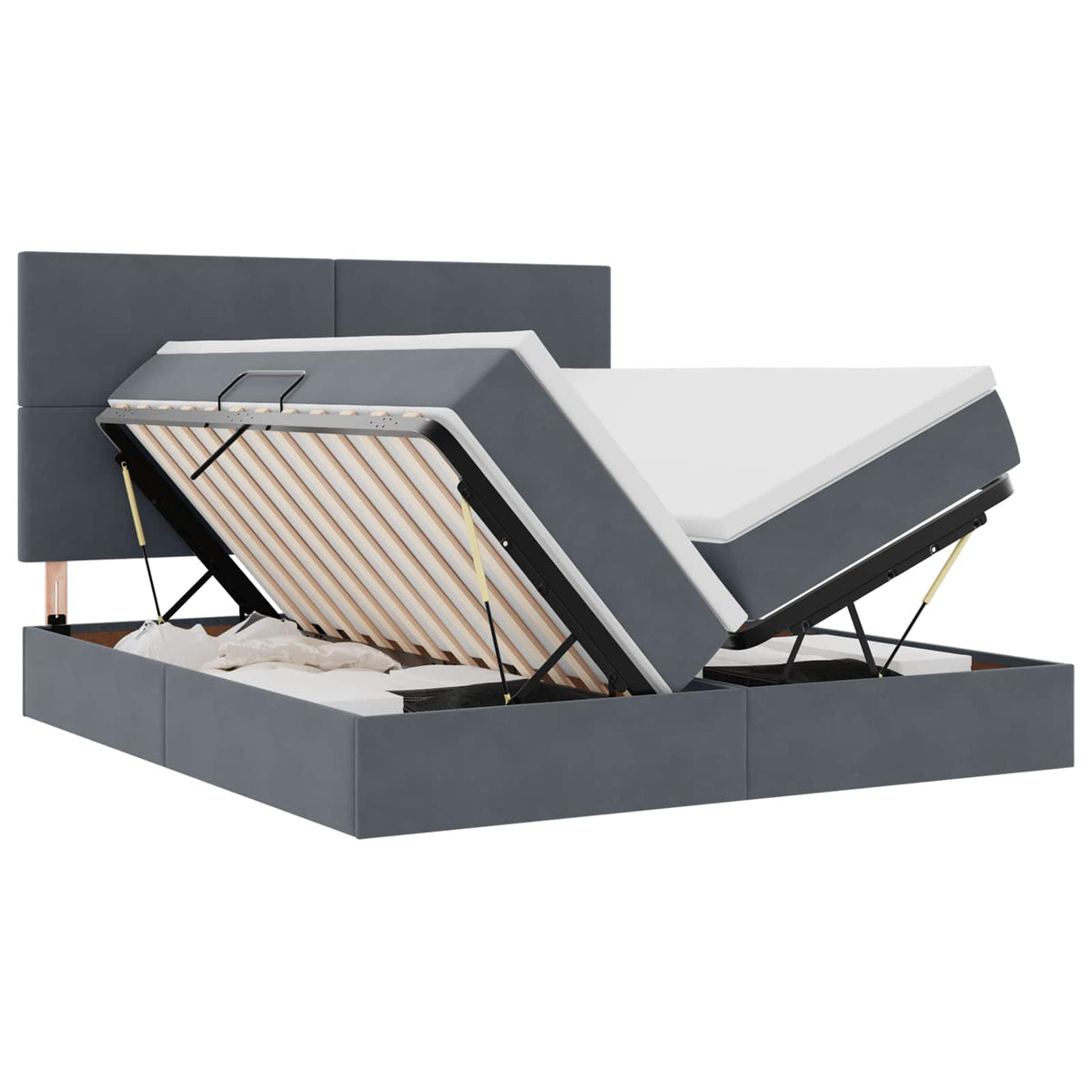 Krevet s od storage s uzglavljem Tamno siva 180 x 200 cm Baršun