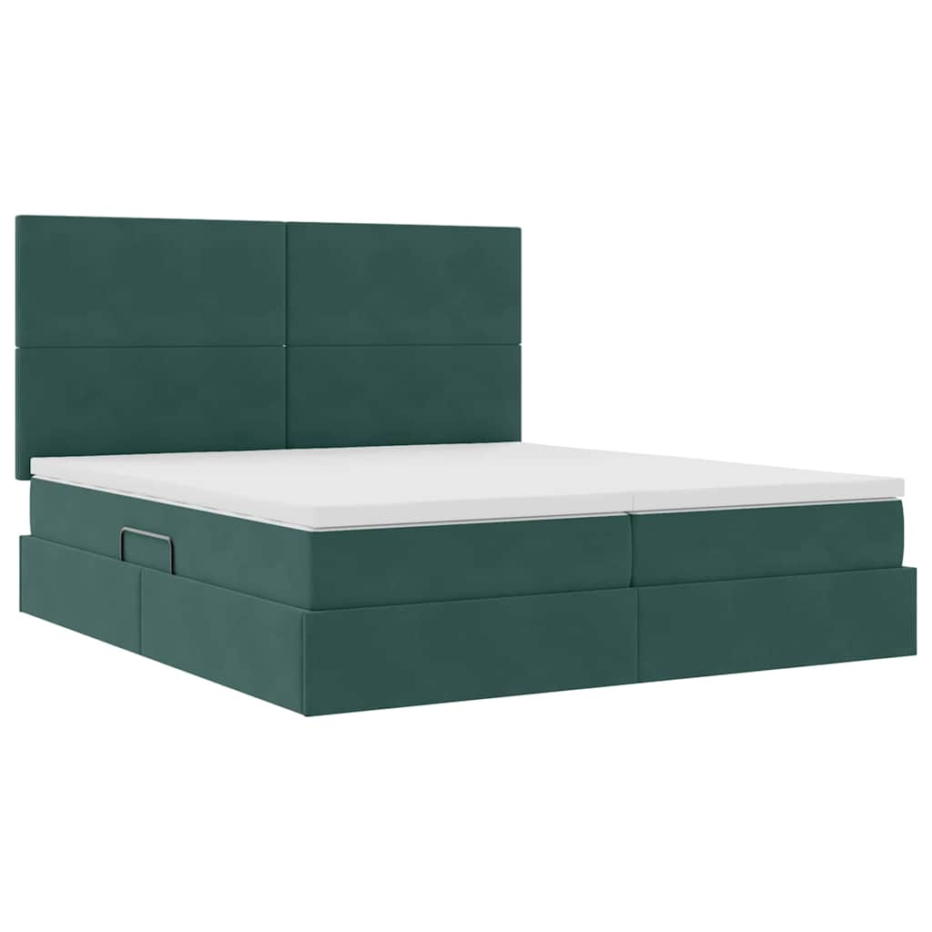 Krevet s od storage s pohranom Tamnozelena 180 x 200 cm Baršun