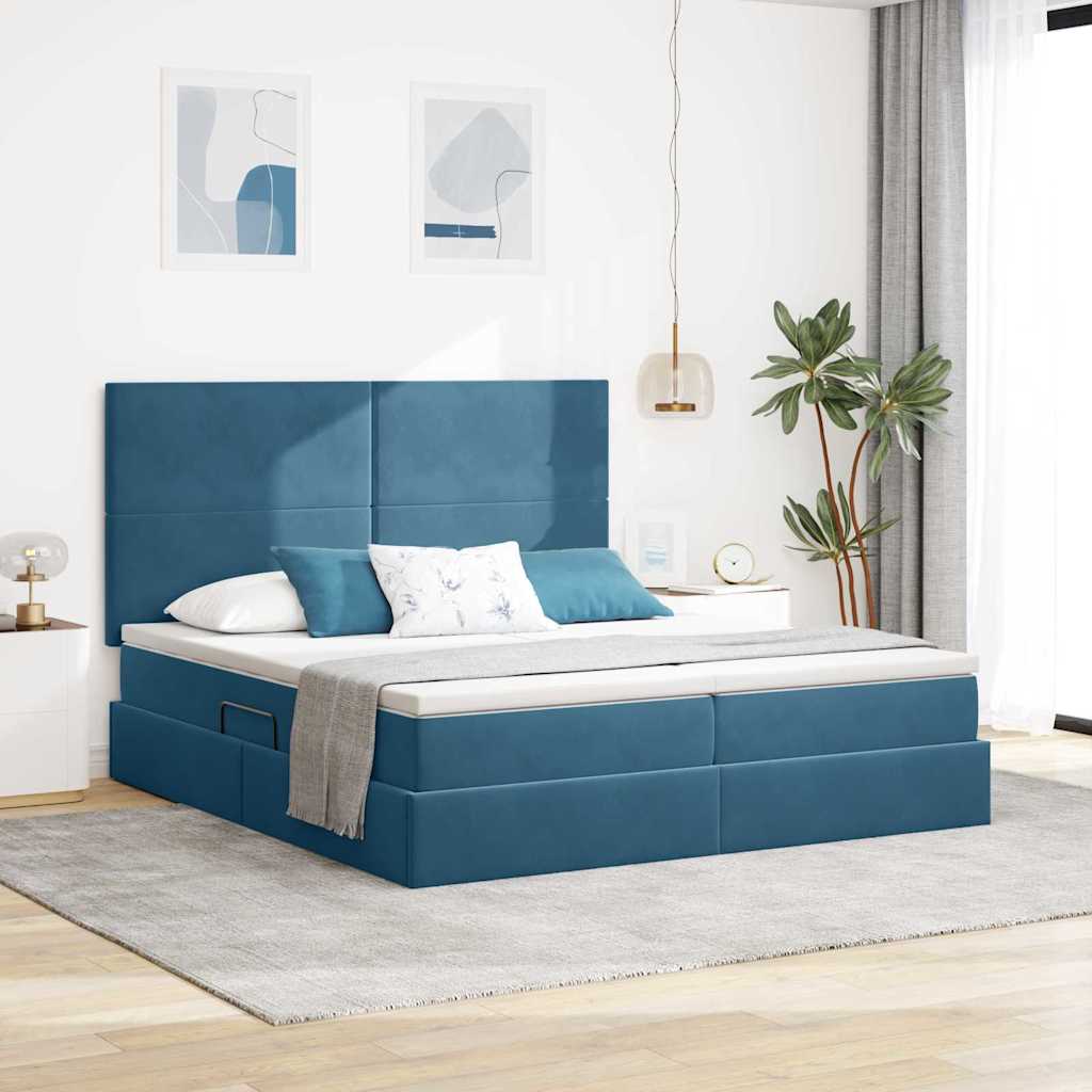 Krevet s od storage s pohranom Tamno plava 180 x 200 cm Baršun