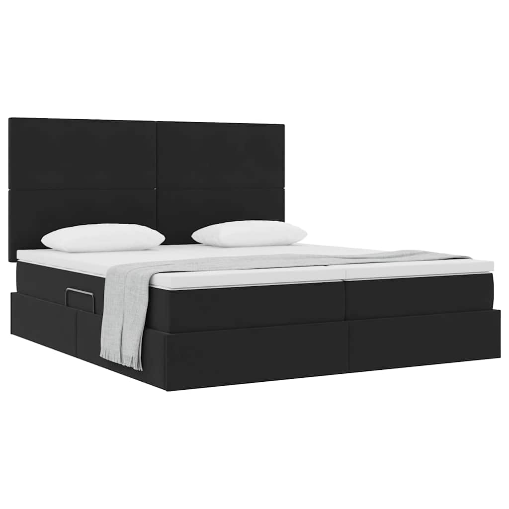 Krevet s od storage s uzglavljem Crna 200 x 200 cm Baršun