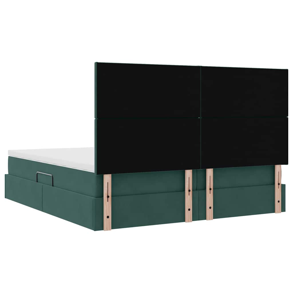 Krevet s od storage s pohranom Tamnozelena 200 x 200 cm Baršun