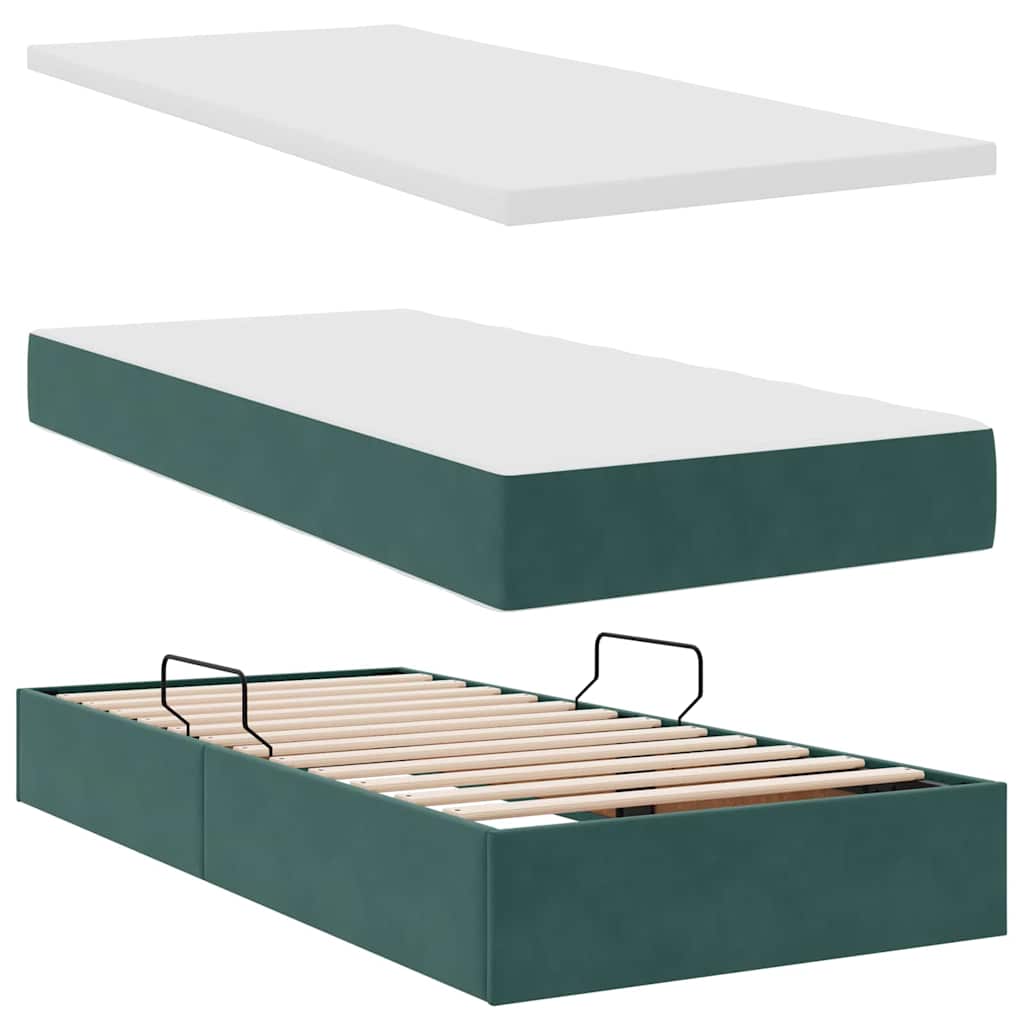 Krevet s od storage s pohranom Tamnozelena 200 x 200 cm Baršun