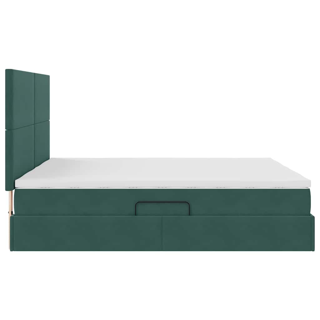 Krevet s od storage s pohranom Tamnozelena 200 x 200 cm Baršun