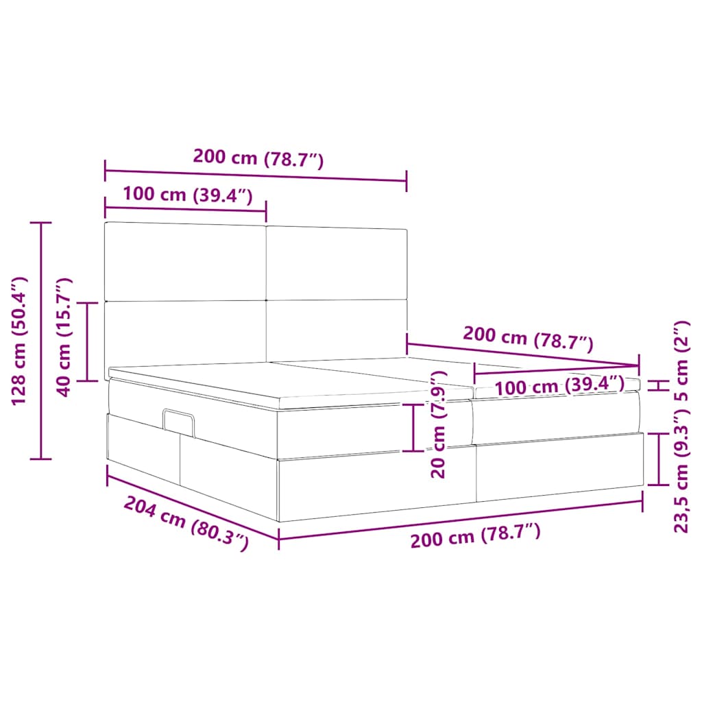 Krevet s od storage s pohranom Tamnozelena 200 x 200 cm Baršun