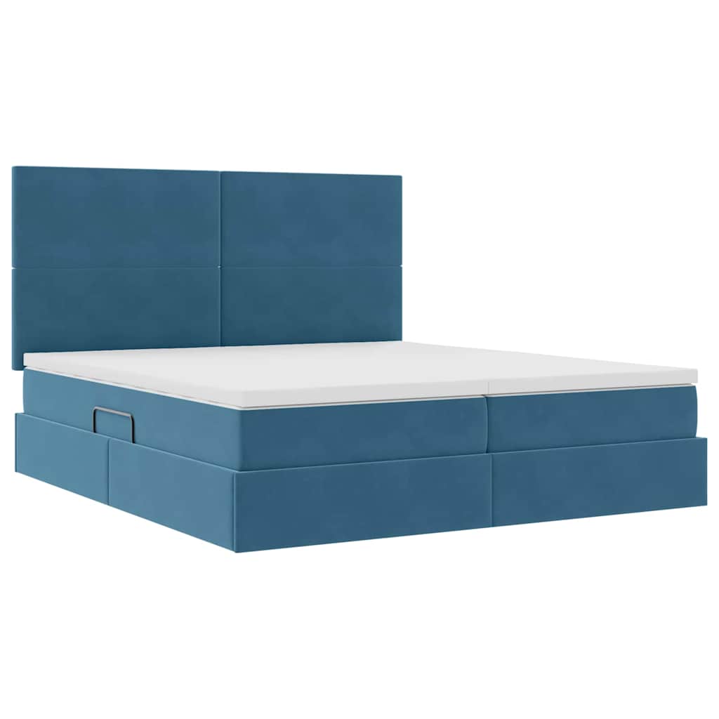 Krevet s od storage s pohranom Tamno plava 200 x 200 cm Baršun