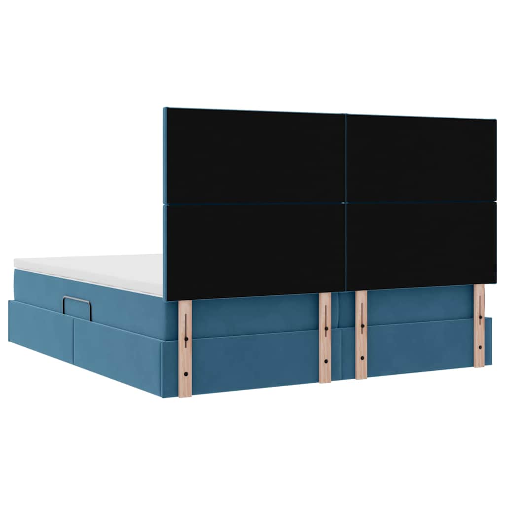 Krevet s od storage s pohranom Tamno plava 200 x 200 cm Baršun