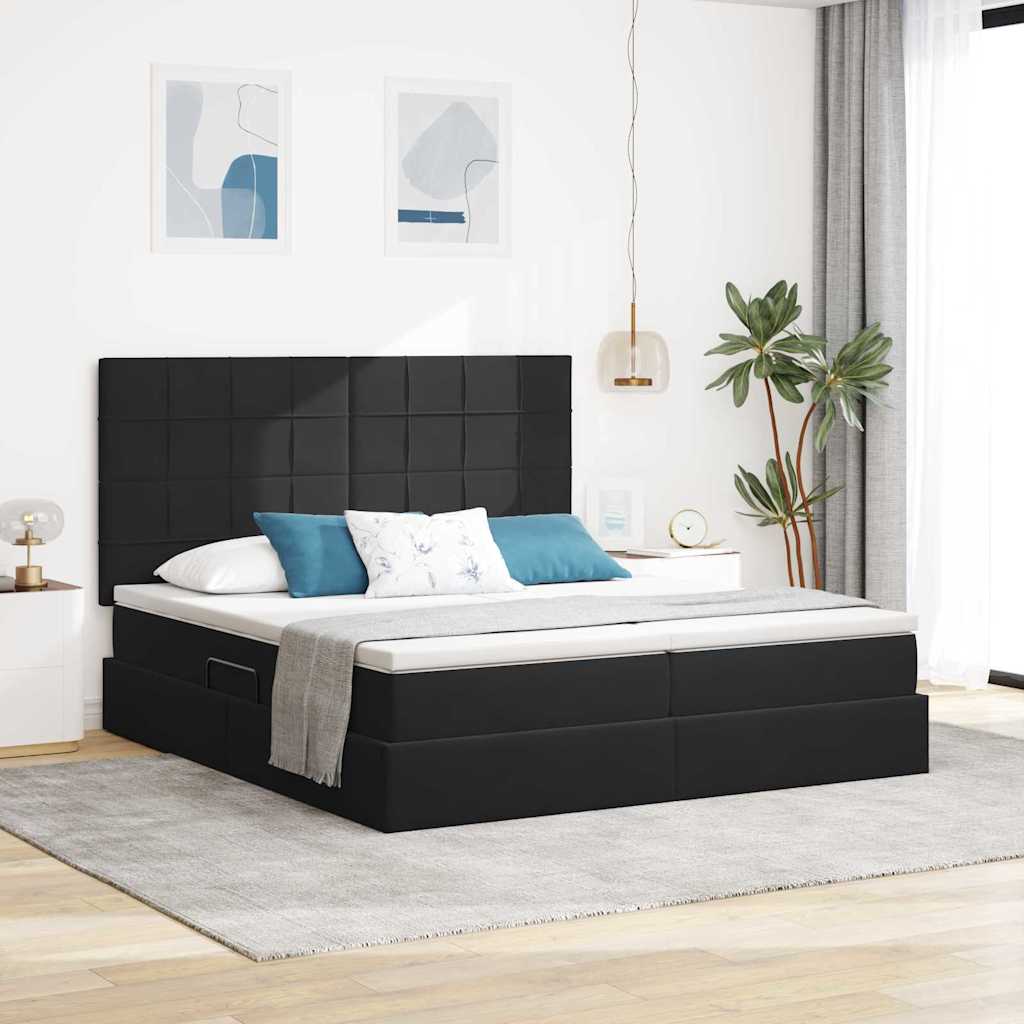 Krevet s od storage s madracem Crna 180 x 200 cm Baršun