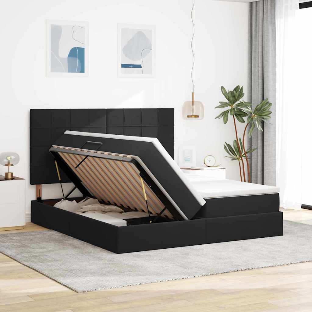 Krevet s od storage s madracem Crna 180 x 200 cm Baršun