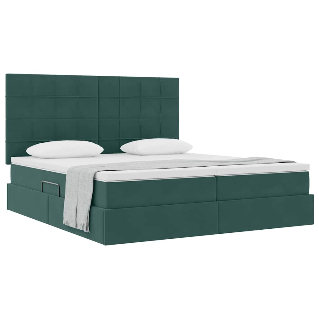 Krevet s od storage s pohranom Tamnozelena 200 x 200 cm Baršun