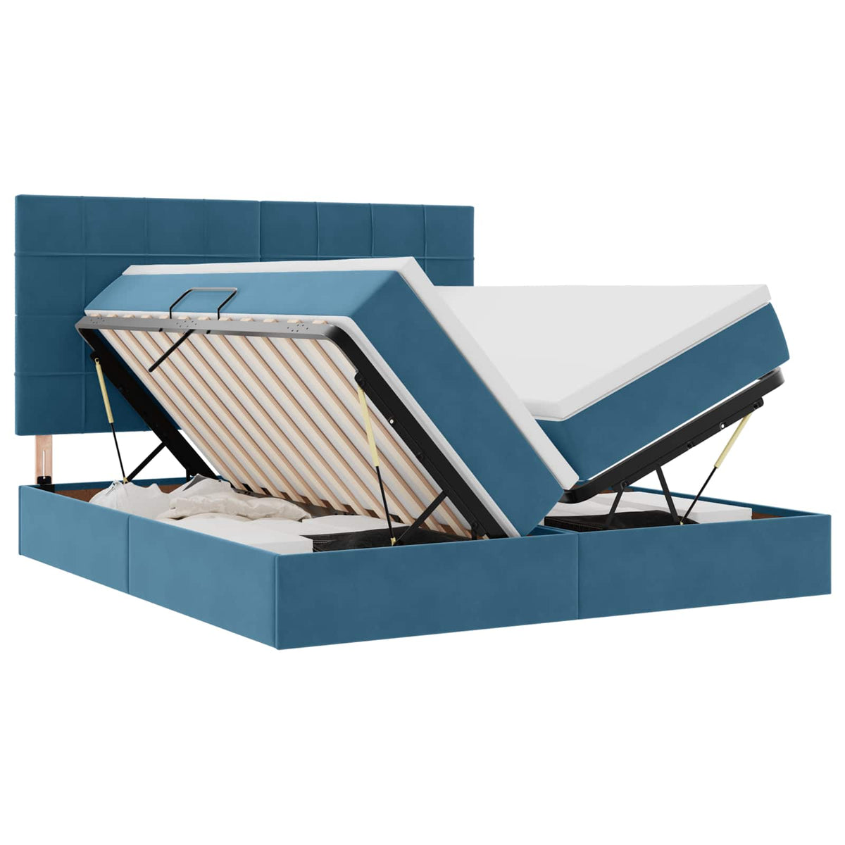 Krevet s od storage s pohranom Tamno plava 200 x 200 cm Baršun