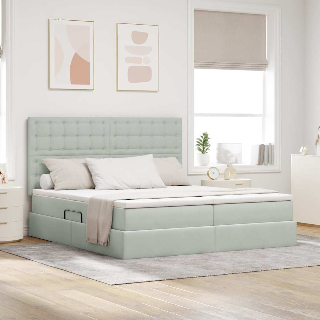 Krevet s od storage Svijetlo siva 180 x 200 cm Baršun