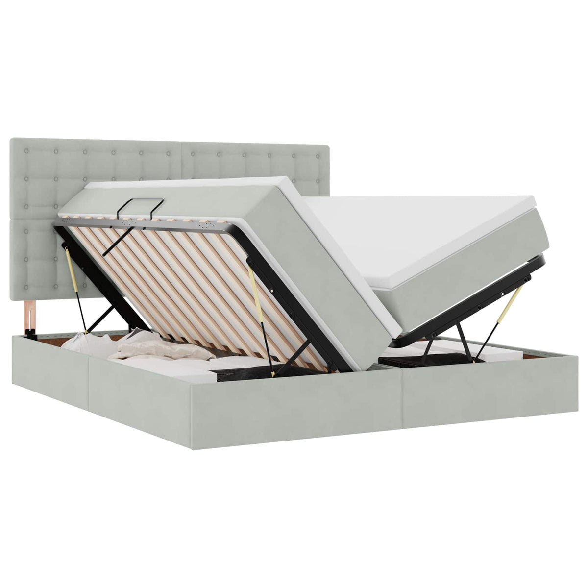 Krevet s od storage Svijetlo siva 180 x 200 cm Baršun