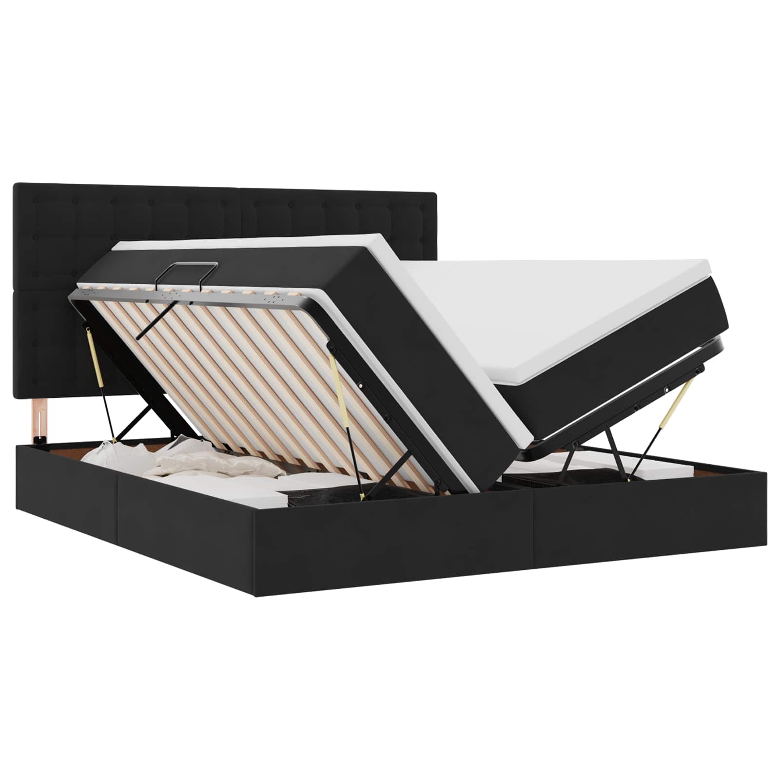 Krevet s od storage s madracem Crna 180 x 200 cm Baršun