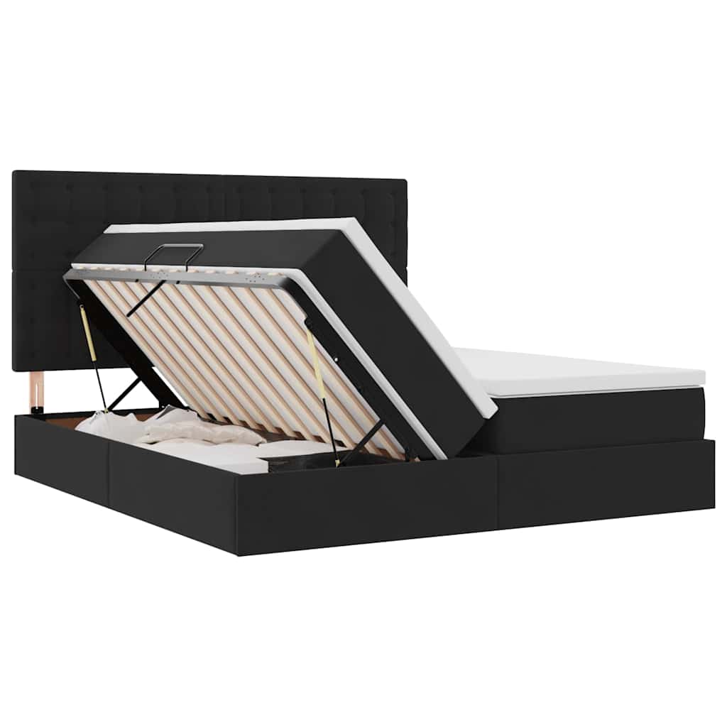 Krevet s od storage s madracem Crna 180 x 200 cm Baršun