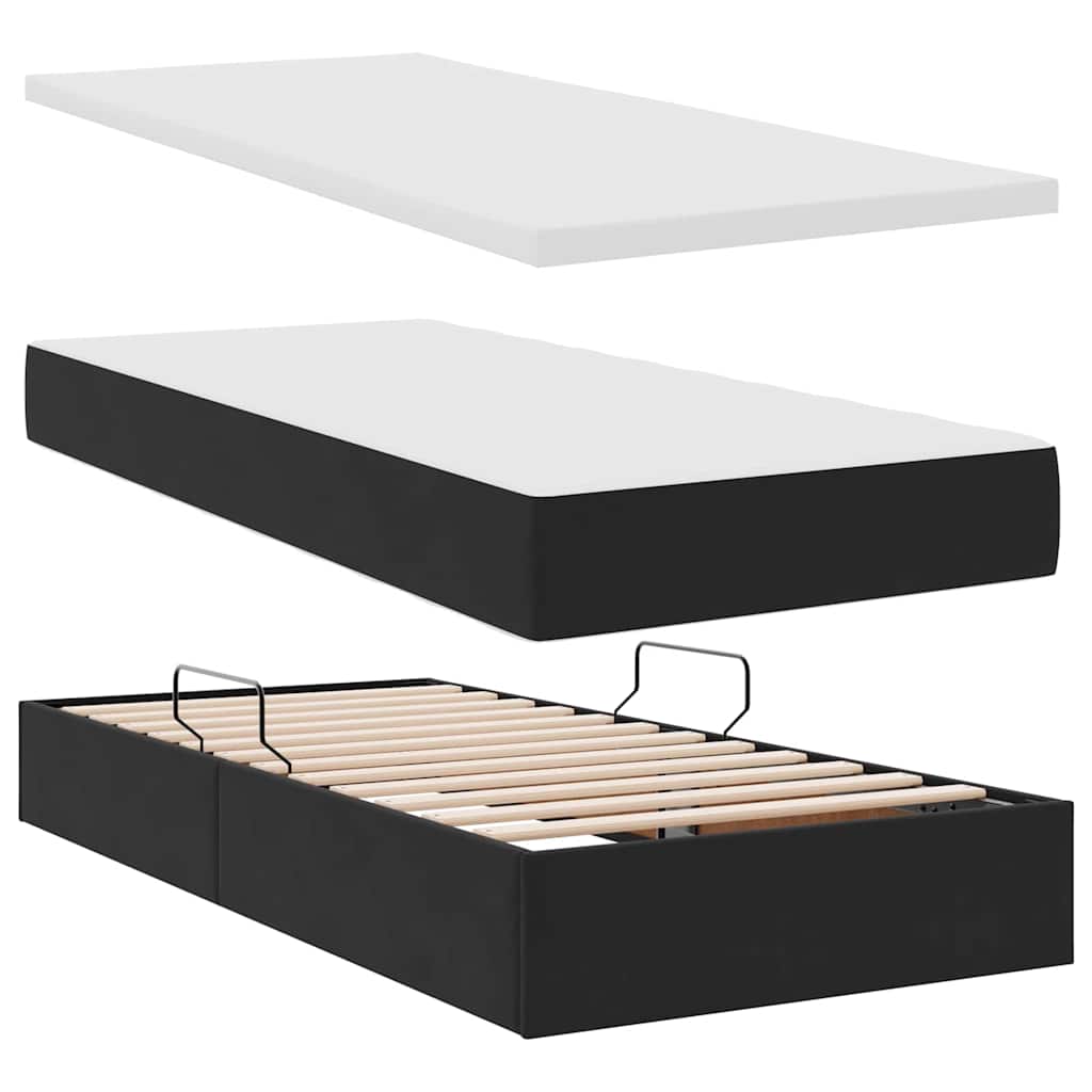 Krevet s od storage s madracem Crna 180 x 200 cm Baršun