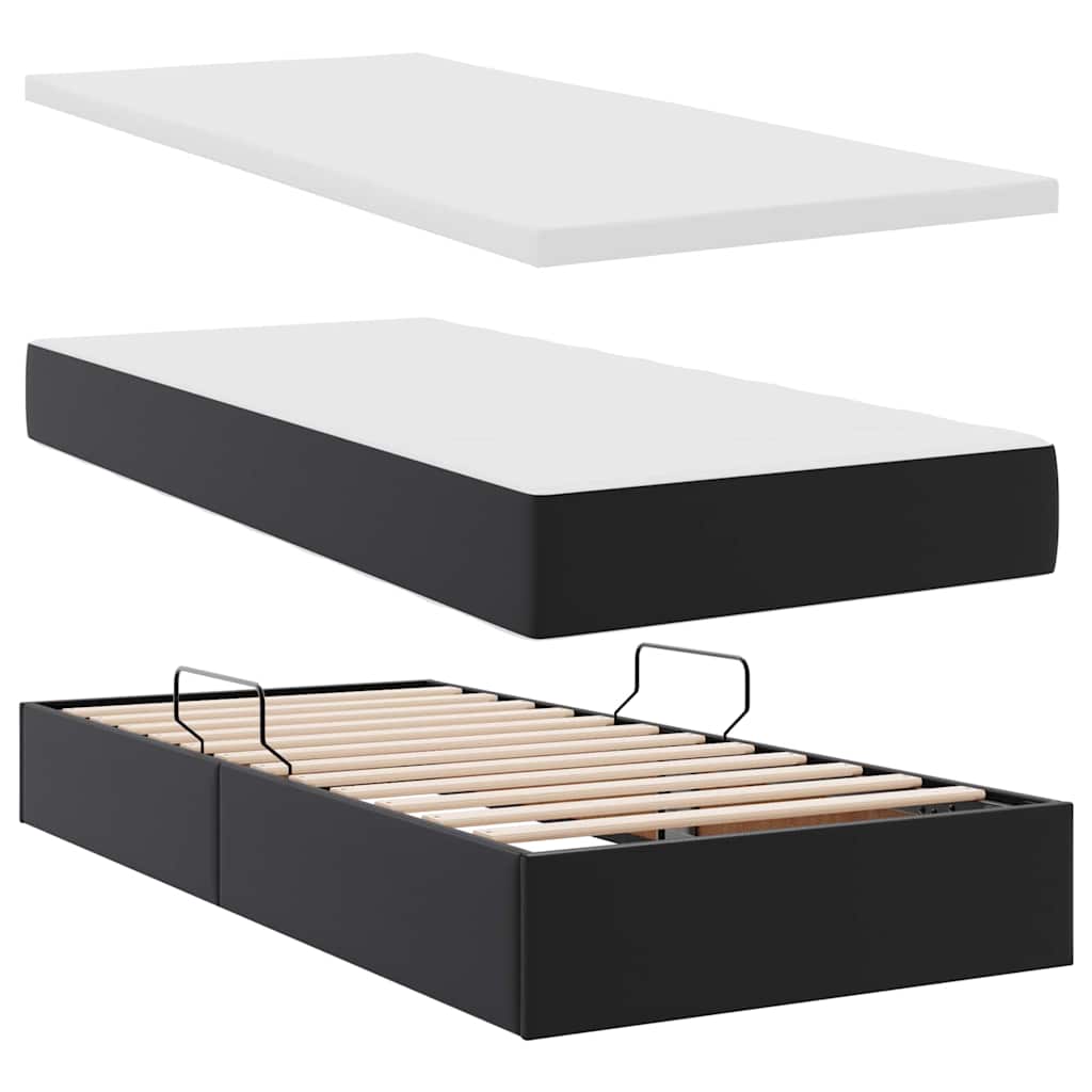 Krevet s prostorom za pohranu s LED-om Crna 90 x 190 cm