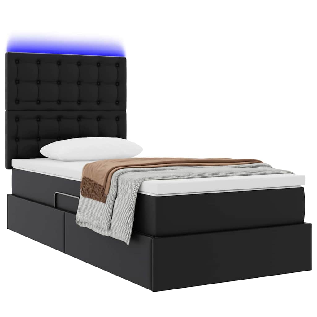 Krevet s prostorom za pohranu s LED-om Crna 90 x 190 cm