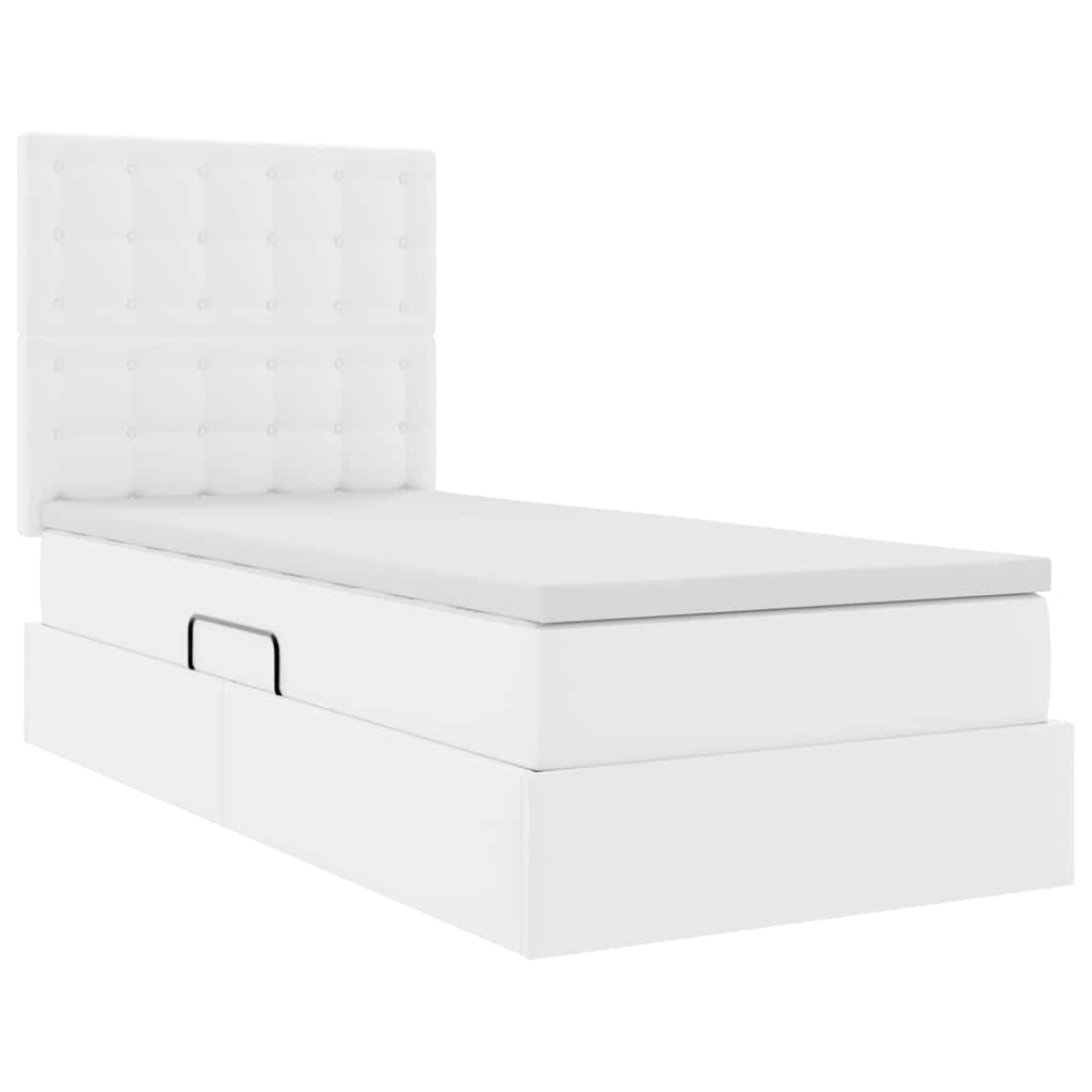 Krevet s prostorom za pohranu s LED-om Čista bijela 90 x 200 cm