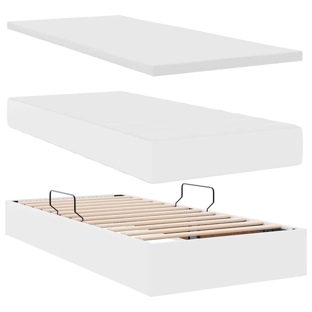 Krevet s prostorom za pohranu s LED-om Čista bijela 90 x 200 cm