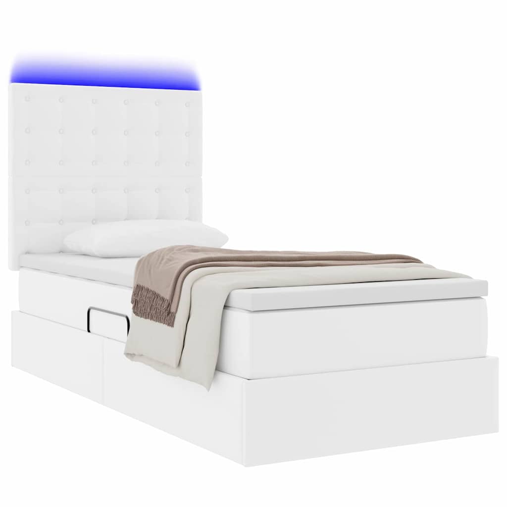 Krevet s prostorom za pohranu s LED-om Čista bijela 90 x 200 cm