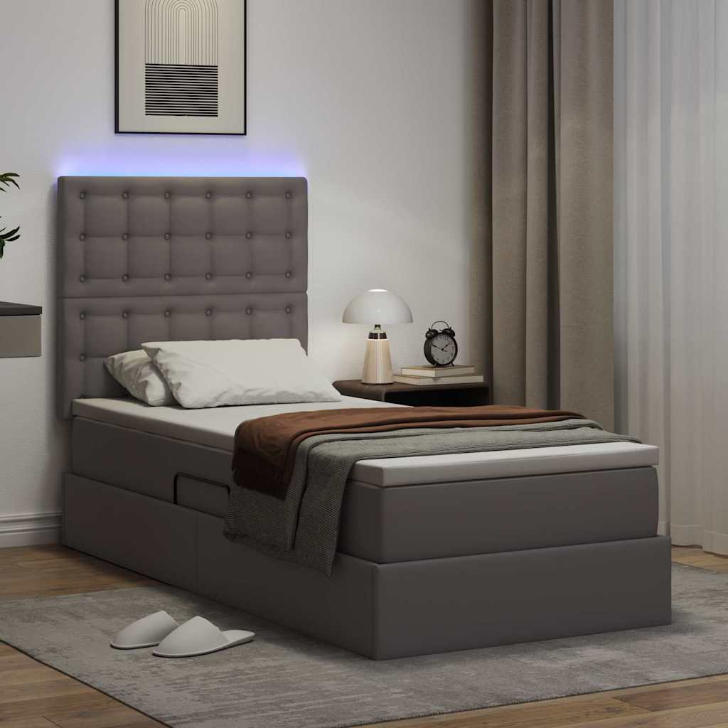 Krevet s prostorom za pohranu s LED-om Siva 100 x 200 cm